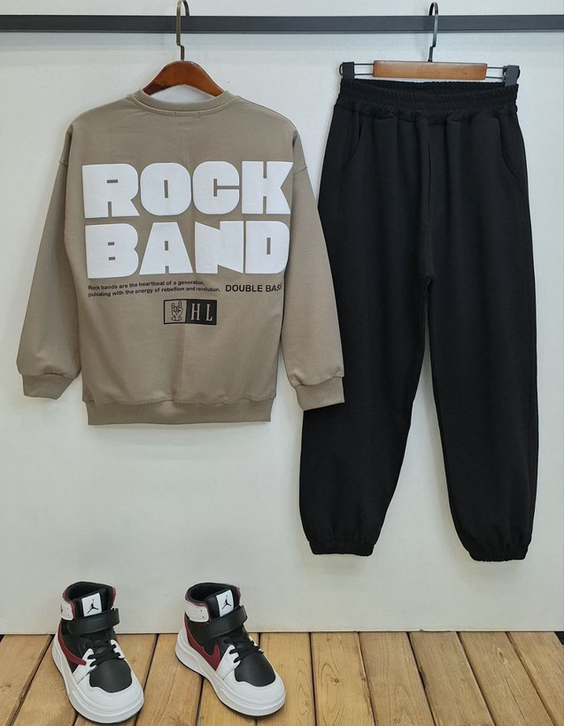 ست بلوز و شلوار rock band با چاپ پفکی