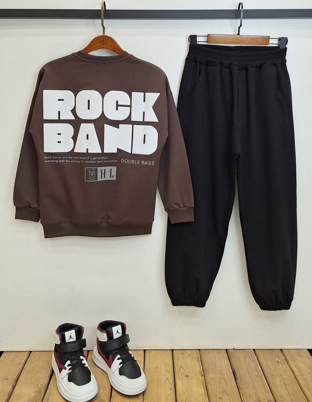 ست بلوز و شلوار rock band با چاپ پفکی